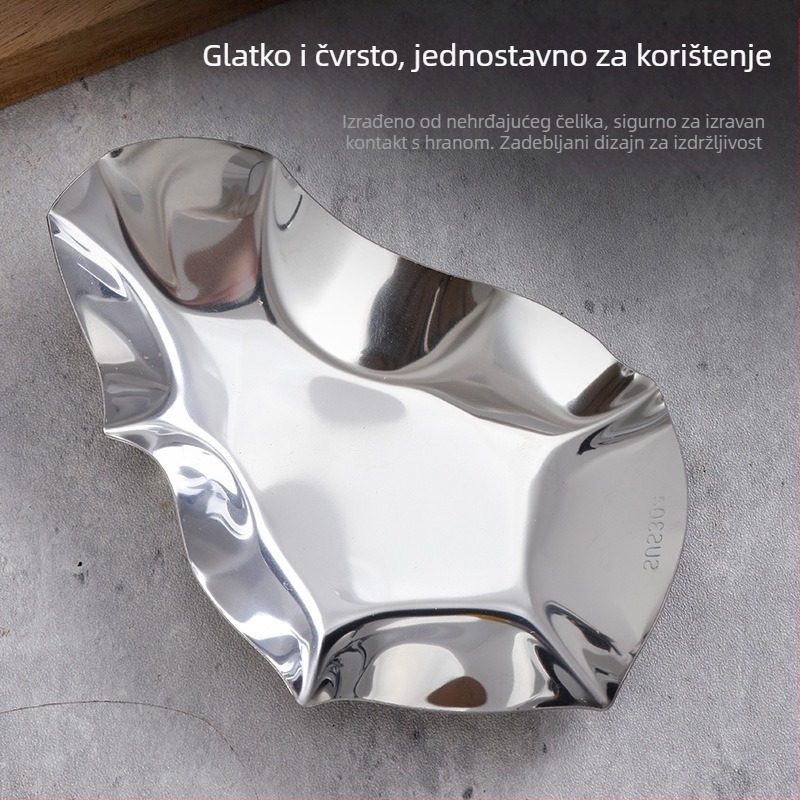 Tanjur za ostrige od 304 nerđajućeg čelika sa spatulom, jušnom žlicom i pladnjem – kuhinjski alati, dizajn leptira, modern minimalistički stil