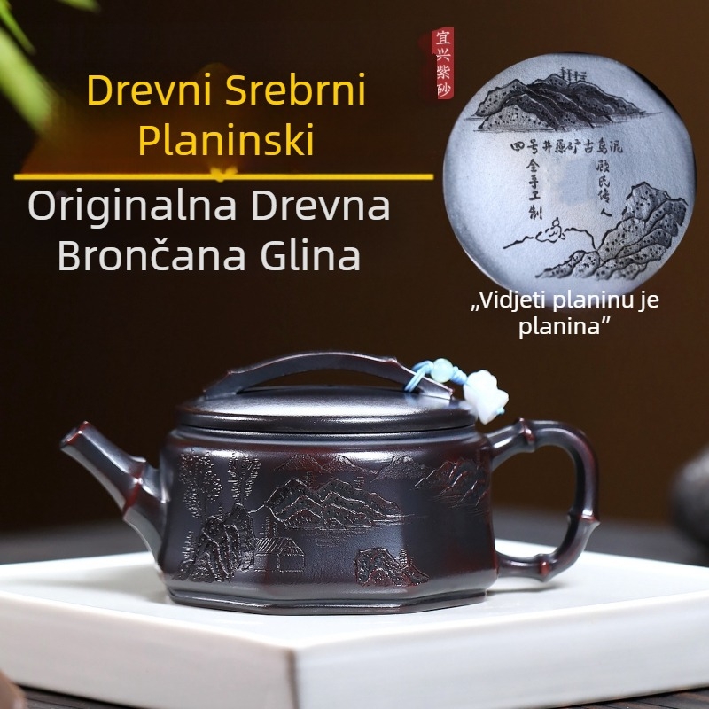 Yixing čajnik od ljubičaste pijeskovita glina, ručno izrađen od originalne rude, bakreno-tonirana ljubičasta glina, Guanshan Hanwa stil
