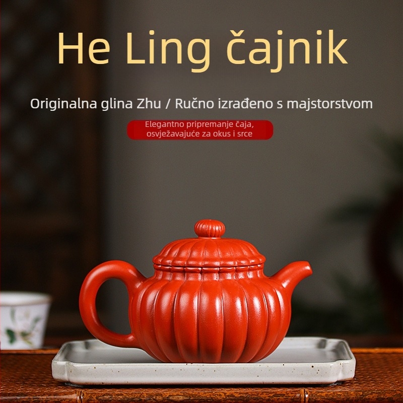 Ručno izrađen čajnik od ljubičaste gline, prilagodljiv