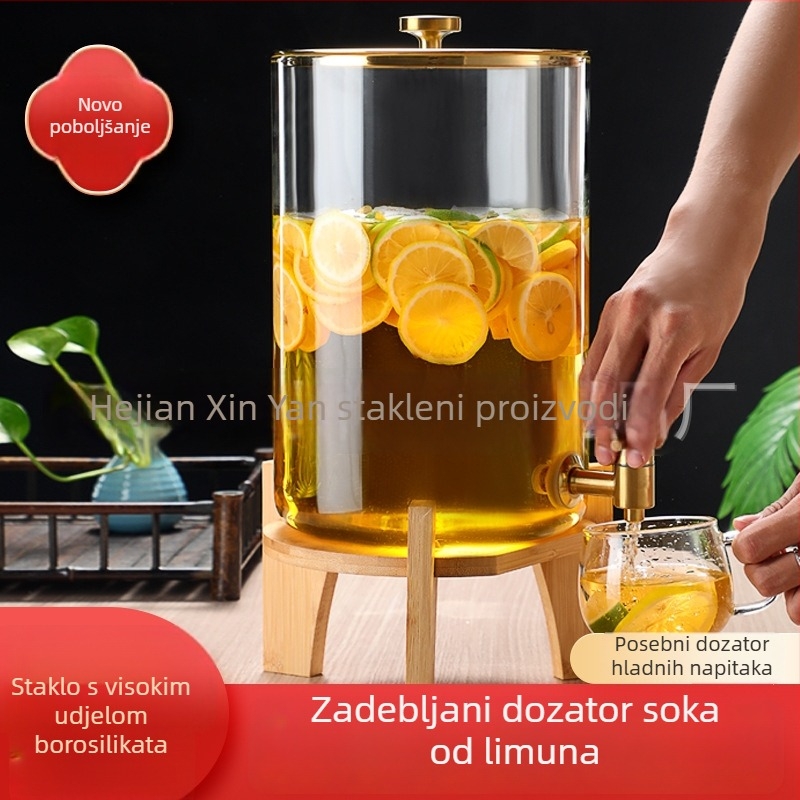 Staklena posuda za piće velike zapremine, otporna na toplinu, za kućnu upotrebu, za sokove, voćne čajeve i vino