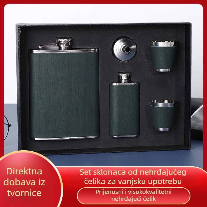 Premium set hipflaska od nehrđajućeg čelika 304, za vanjsku upotrebu, prenosive mini-flaške s logotipom
