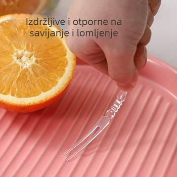 Jednokratne vilice za voće, stil bambusa, prozirne plastične vilice, pojedinačno pakirane