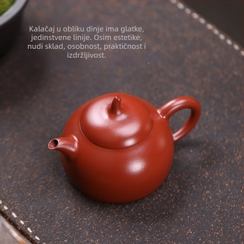 Yixing čajnik od ljubičaste gline, 140 ml, ručna izrada, oblik patlidžana, Dahongpao