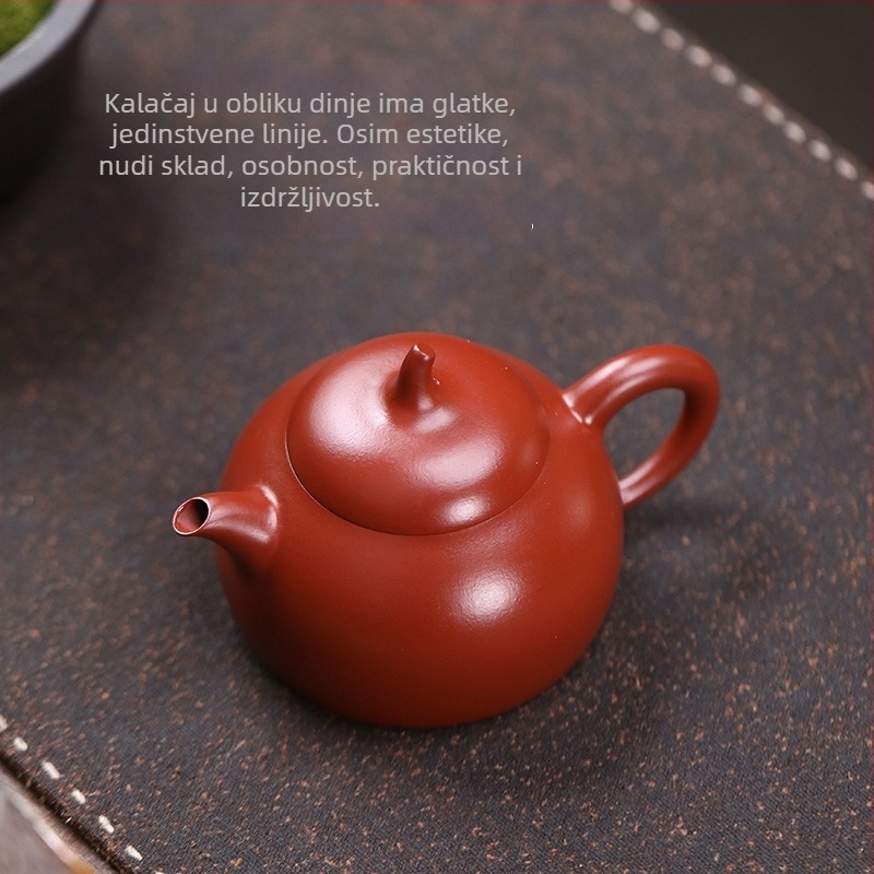 Yixing čajnik od ljubičaste gline, 140 ml, ručna izrada, oblik patlidžana, Dahongpao