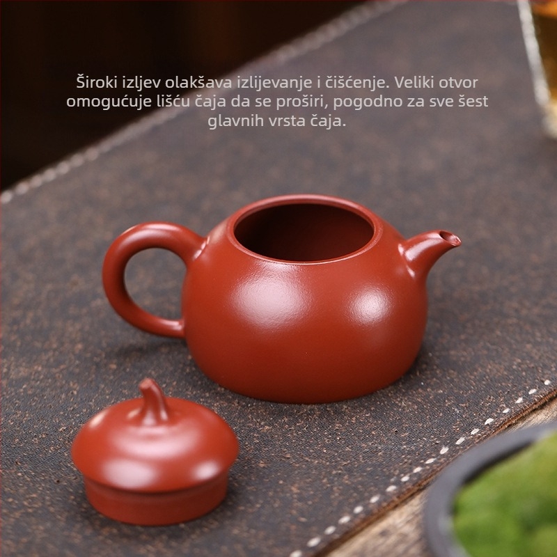 Yixing čajnik od ljubičaste gline, 140 ml, ručna izrada, oblik patlidžana, Dahongpao