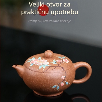 Čajnik od Yixing ljubičaste gline s ručno oslikanim višebojnim segmentima, kapacitet 120 ml
