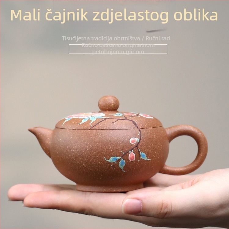 Čajnik od Yixing ljubičaste gline s ručno oslikanim višebojnim segmentima, kapacitet 120 ml