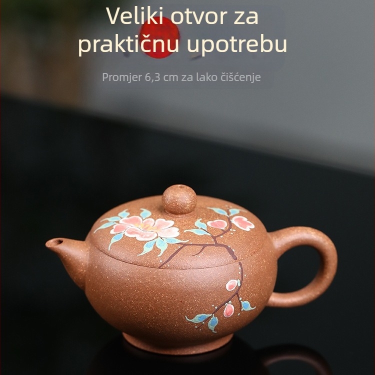 Čajnik od Yixing ljubičaste gline s ručno oslikanim višebojnim segmentima, kapacitet 120 ml