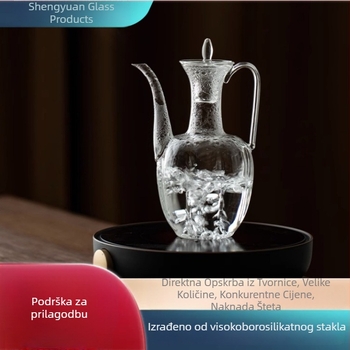 Prilagođeni stakleni čajnik, nadahnut dinastijom Song, carska konkubina, za zeleni čaj, otporan na visoke temperature.