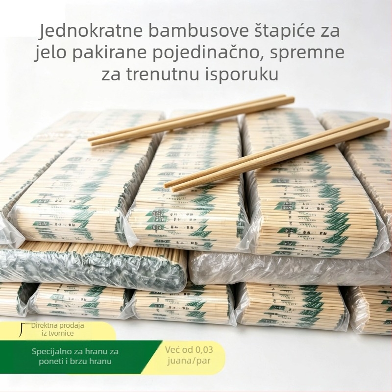 Jednokratne bambus štapiće za brzu hranu, kućnu uporabu i restorane, zelene, individualno pakirane
