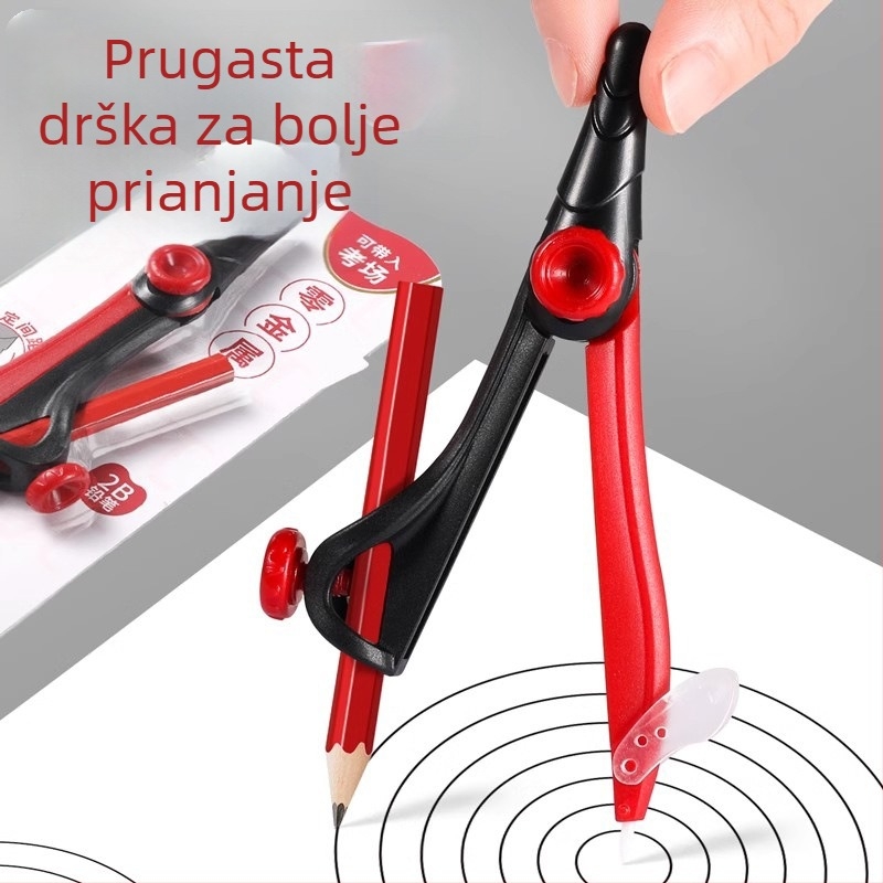 Plastični kompas za ispite, alat za crtanje krugova uz 2B olovku, obavezno za učenike