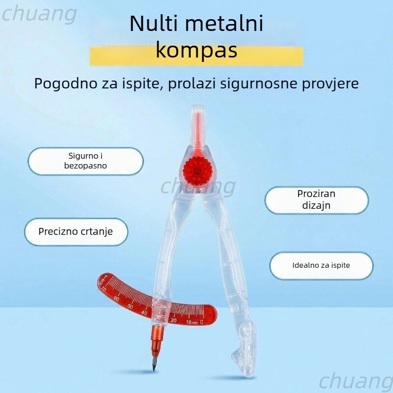 Nemetalni kružni set s lako čitljivom skalom za učenike, za ispite, uključuje 2B olovku za precizna mjerenja