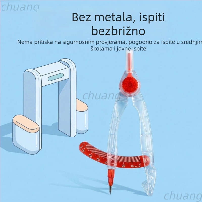 Nemetalni kružni set s lako čitljivom skalom za učenike, za ispite, uključuje 2B olovku za precizna mjerenja