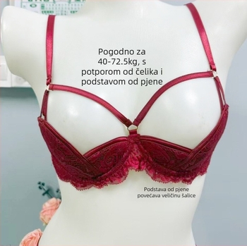 Nova čipkasta donje rublje s pjenastim jastučićima, grudnjak s polukupom i žičnom potporom, dizajn bez kopče