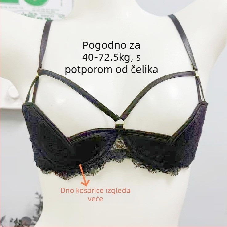 Nova čipkasta donje rublje s pjenastim jastučićima, grudnjak s polukupom i žičnom potporom, dizajn bez kopče