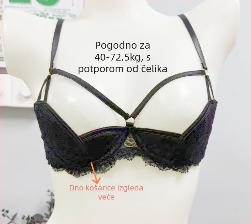 Nova čipkasta donje rublje s pjenastim jastučićima, grudnjak s polukupom i žičnom potporom, dizajn bez kopče