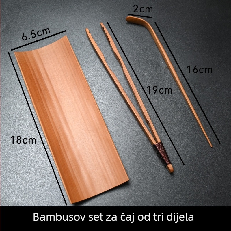 Bambusni Kung-Fu set za čaj s dodacima – klip za čaj, igla za čaj, žlica za čaj, držač za čaj i set šest alata za ceremoniju čaja