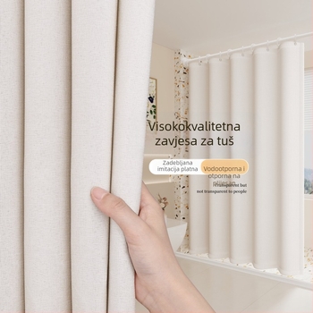 Kupaonski set zavjese za tuširanje, vodootporna lanena tkanina, otporna na plijesan, bez bušenja