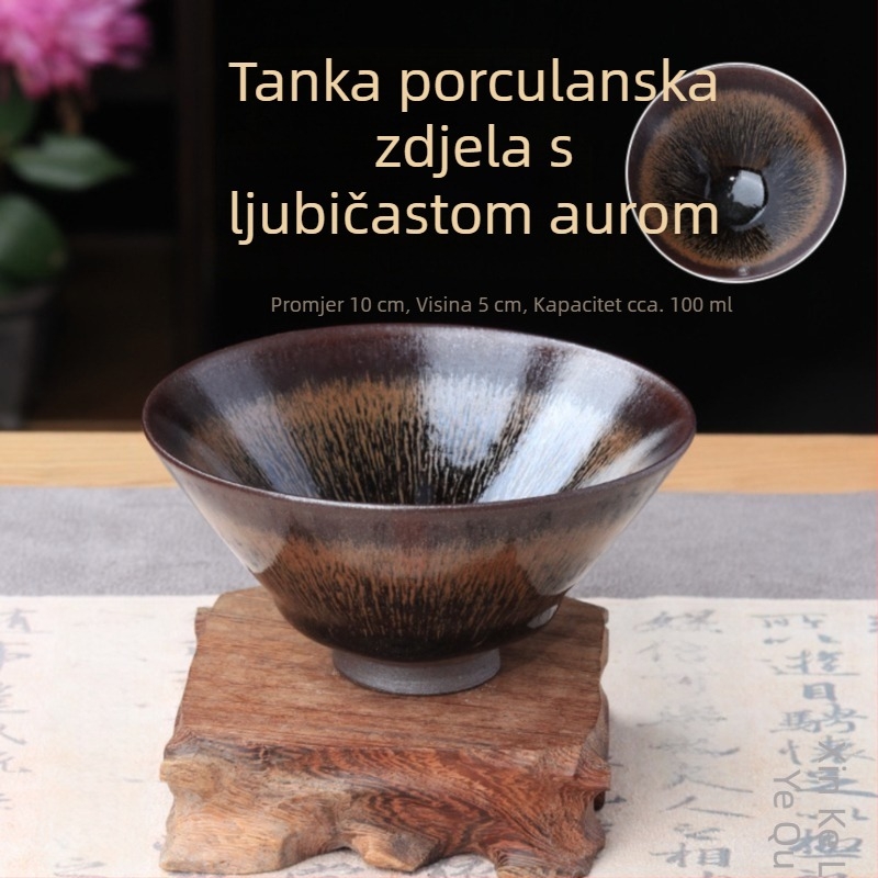 Jian Zhan čajna šalice u stilu divlje dlake i koničnog šešira, ručna keramika s željeznim tijelom, Kung Fu čajna set za domaćina i gosta