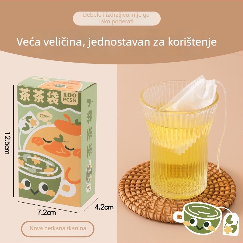 Jednokratne vrećice za filtriranje čaja, prehrambene kvalitete, za čaj od listova i čaj s cvjetovima, prenosive, kompaktne