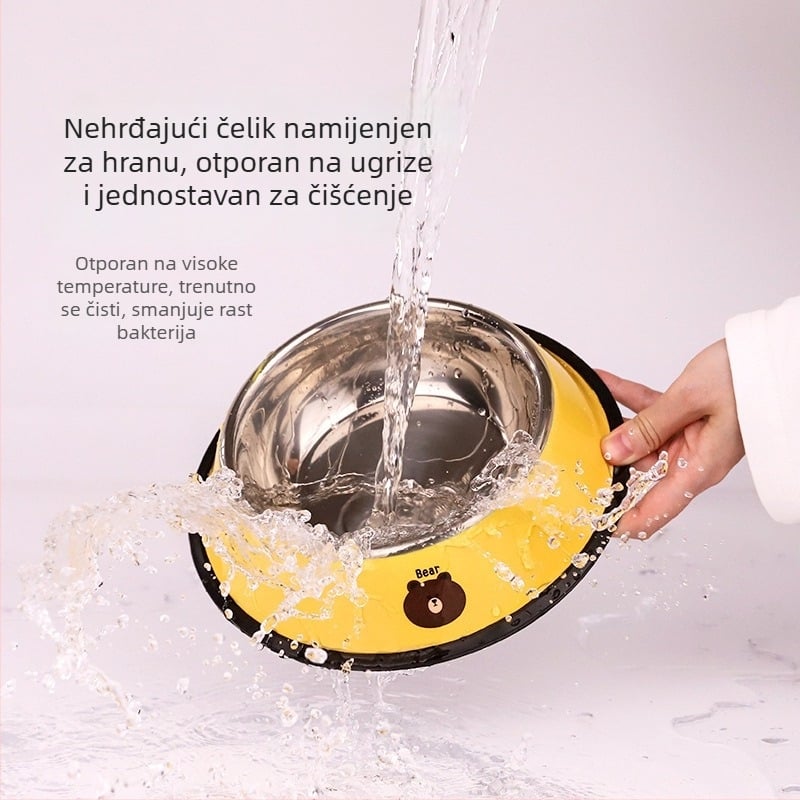 Posuda od nehrđajućeg čelika za hranjenje pasa i mačaka, sprječava prolijevanje, velika veličina