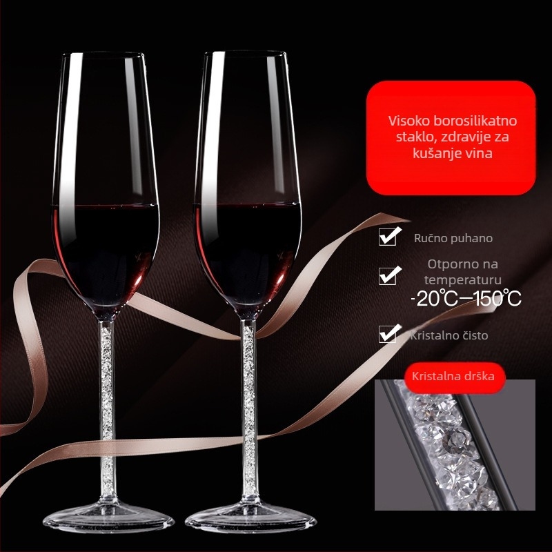 Europski stil čaše za šampanjac, visokokvalitetno borosilikatno staklo, lagani luksuz, čaša za crveno vino, kreativan set čaša