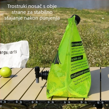 Vanjska vodena vreća kapaciteta 8 L, lagana i sklopiva za kampiranje, s slavinom za pitku vodu, sokove i napitke – prijenosno spremište vode
