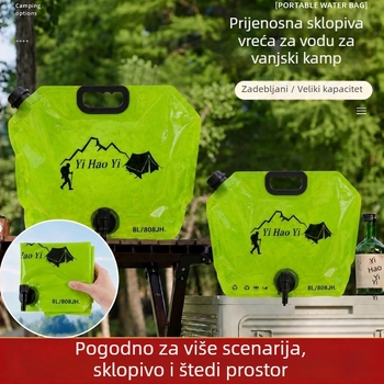 Vanjska vodena vreća kapaciteta 8 L, lagana i sklopiva za kampiranje, s slavinom za pitku vodu, sokove i napitke – prijenosno spremište vode