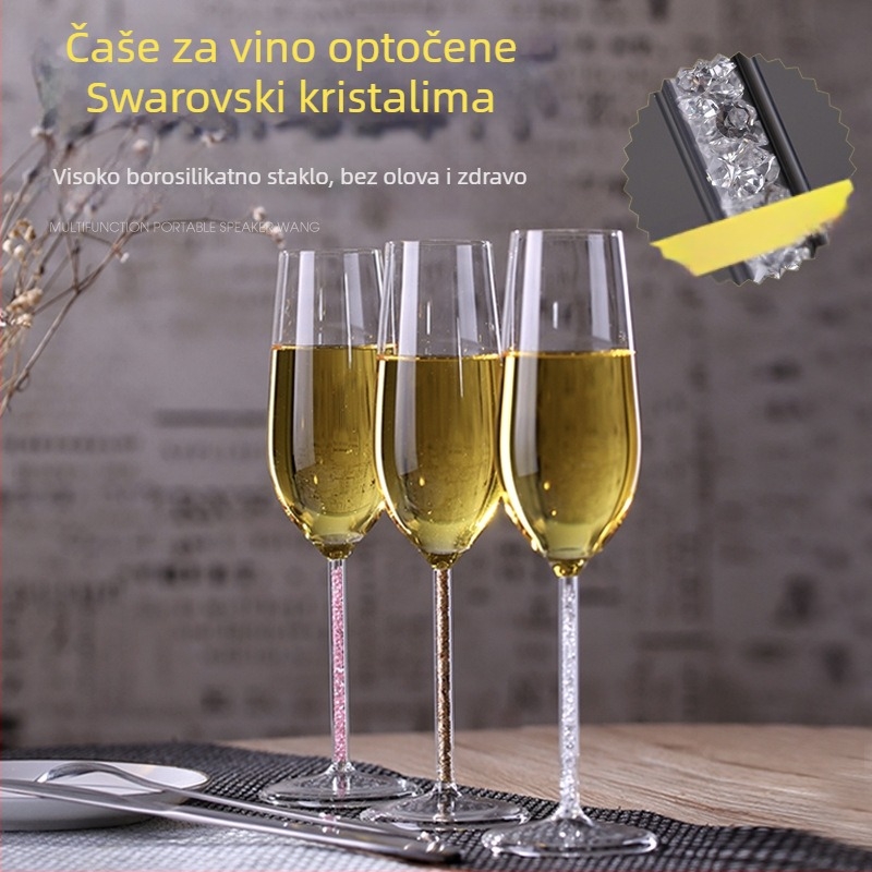 Čaše za šampanjac od visokoborosilikatnog stakla – set čaša za crveno vino, 201–300 ml, za kućnu upotrebu, stil laganog luksuza