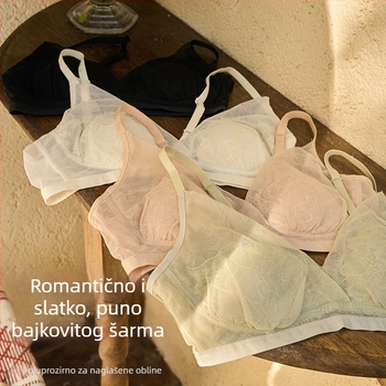 Tangge proljeće-ljeto francuska svila trokut košara grudnjak, čipka, mulberry svila, cups s ušima zeca, luksuz