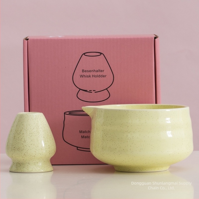 Keramički dvodijelni set za matcha čaj, moderni minimalistički dizajn