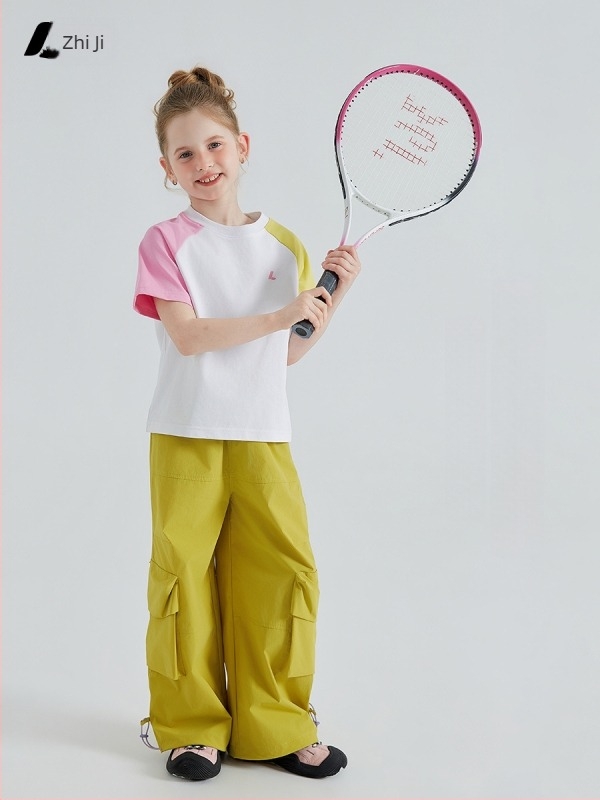 Dječja majica Raglan s blokovima boja, kratkih rukava, 100% pamuk, prozračan ljetni sportski top