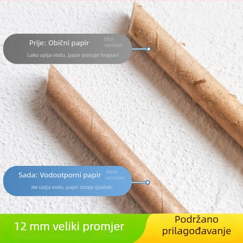 Jednokratna papirnata slamka, pojedinačno zapakirana, biološki razgradiva kraft papir slamka za napitke poput kave i mliječnoga čaja.