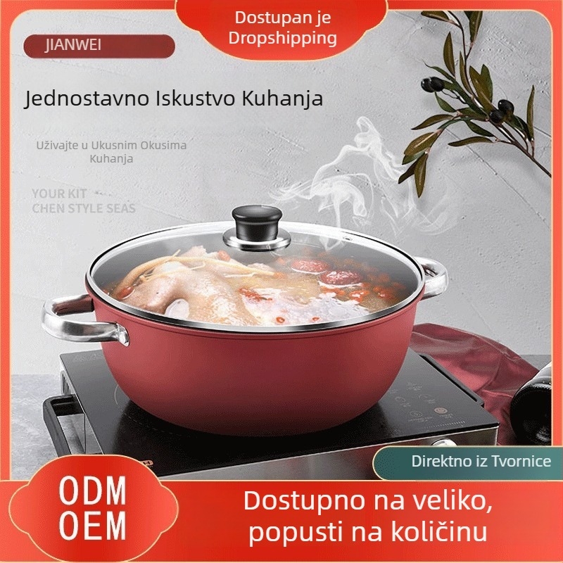 Lonac za juhu s dvije ručke od Maifan kamena, višenamjensko kuhalo na paru, debeli neprijanjajući lonac za dinstanje i juhe s poklopcem