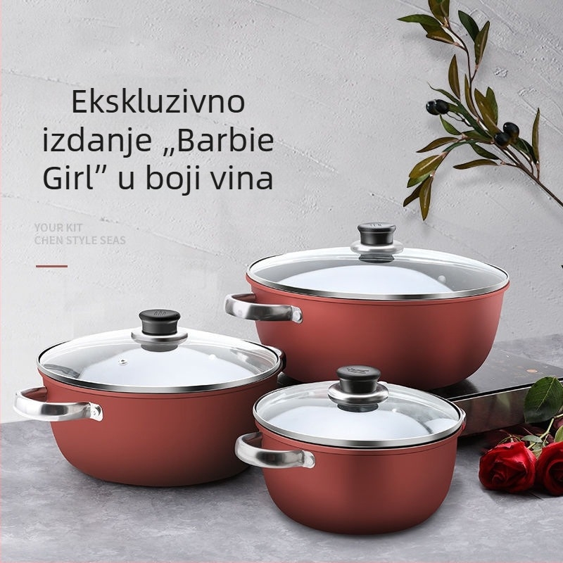 Lonac za juhu s dvije ručke od Maifan kamena, višenamjensko kuhalo na paru, debeli neprijanjajući lonac za dinstanje i juhe s poklopcem