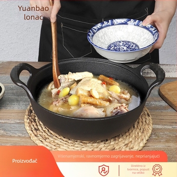 Ljevana posuda za juhu, bez premaza, neprianjajuća, tradicionalnog stila, s dvije ručke, za kućnu uporabu