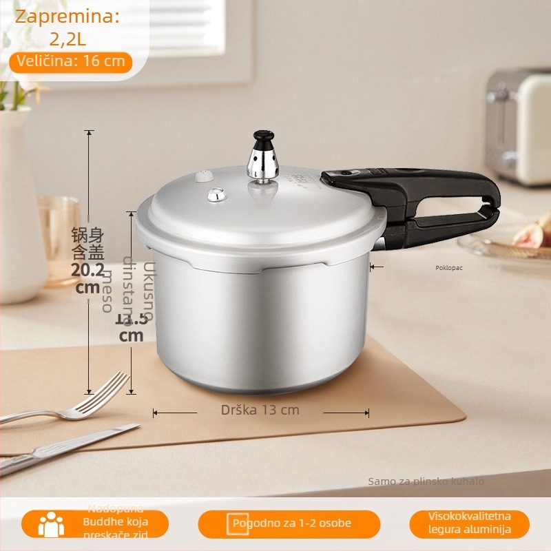 Double Happiness lonac pod pritiskom za kuhanje na plin, otporan na eksplozije, za 1–6 osoba, promjer 18/20/22/24/26 cm