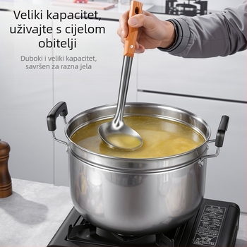 Dvostruki lonac od nehrđajućeg čelika, japanskog stila, za kućnu upotrebu, za supe, kuhanje na paru i kuhanje mlijeka, kompatibilan s indukcijom i plinskim štednjakom.