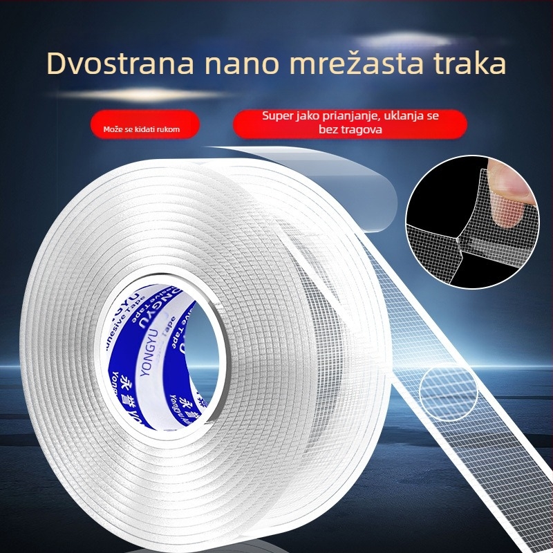 Prozirna mrežasta nano ljepiva traka, dvostrana, visoke viskoznosti za učvršćivanje na zidovima i u vozilu