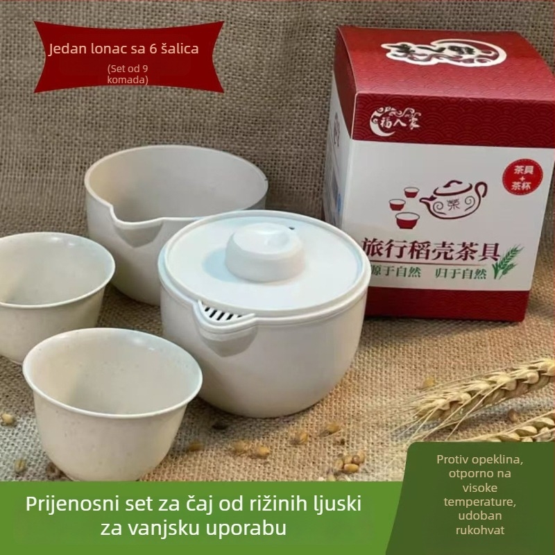 Biodegradabilni Kung Fu set čaja u kutiji, prenosni posuđe za čaj od rižine opne za vanjska putovanja i kućnu upotrebu