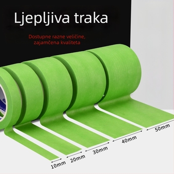 Zelena teksturirana traka za maskiranje, bez ostatka ljepila, pogodna za umjetnost i slikanje, za pisanje i označavanje, širina 10–50 mm, duljina 10/20 m.