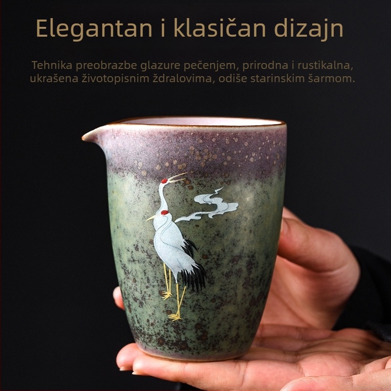 Kiln-glazirana Gongdao šalica za Gongfu čaj, kreativna keramička čaša s dijelnikom čaja