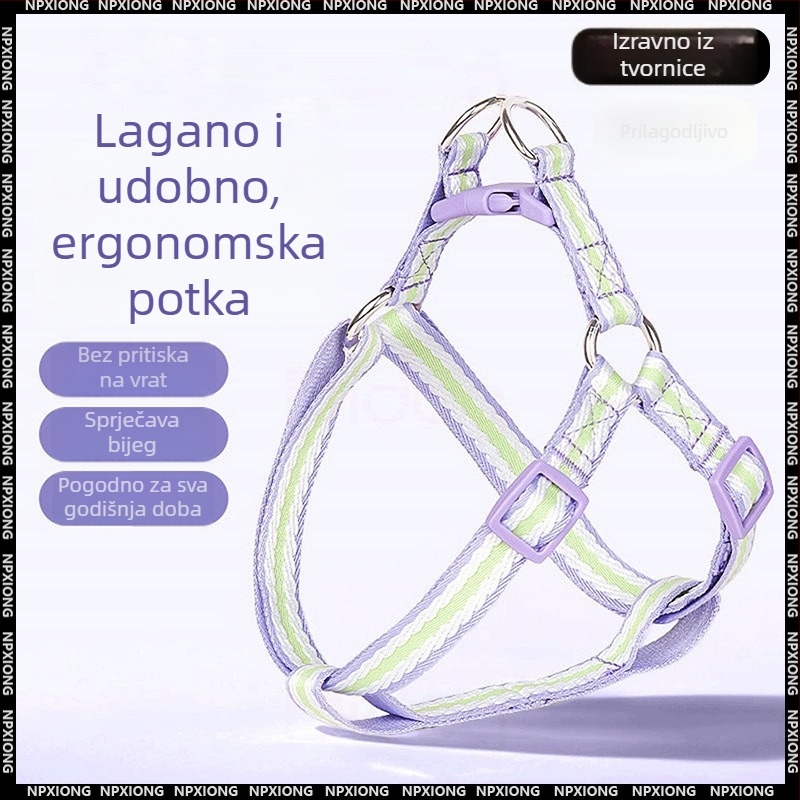 Povodac za male pse s H-oblikom harnesom, za šetnje na otvorenom; pogodan za Pomeranian, Bichon Frisé i Toy Poodle štenad