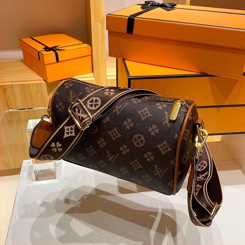 Ženska crossbody torbica s retro cvjetnim uzorkom, 2023 novi model, europsko-američki stil, široka naramenica, cilindrični ruksak.