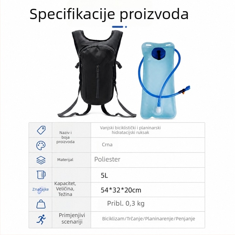 Dječji hidratacijski ruksak za outdoor vožnju biciklom, planinarenje i trčanje, unisex, lagan i prijenosan, kapacitet 2 L, ljetna verzija