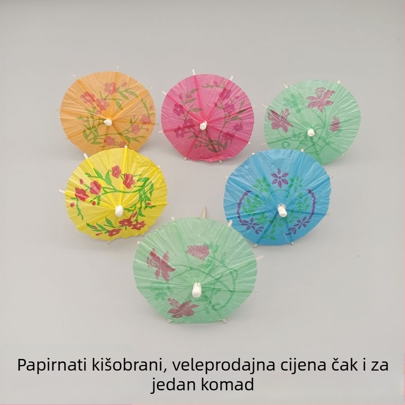 Šarene jednokratne štapiće s kišobranom za voće, kolače i koktele
