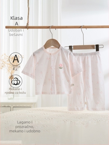 Bebi ljetni dvodijelni komplet od 100% pamuka, unisex, lagani kardigan i pidžama, Klasa A