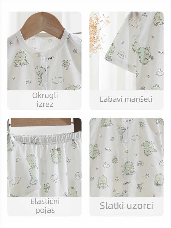 Bebi ljetni dvodijelni komplet od 100% pamuka, unisex, lagani kardigan i pidžama, Klasa A