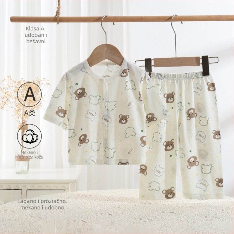 Bebi ljetni dvodijelni komplet od 100% pamuka, unisex, lagani kardigan i pidžama, Klasa A