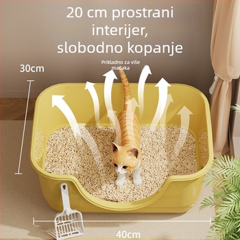 Kutija za WC za mačiće s niskim ulazom, poluzatvoren dizajn, otvorena podloga za pijesak, sprječavanje prskanja
